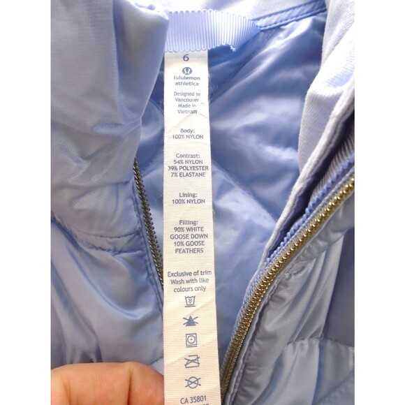 Lululemon Womens Size 6 Down For A Run Quilted Puffer Vest Light Blue Full Zip - Picture 5 of 7